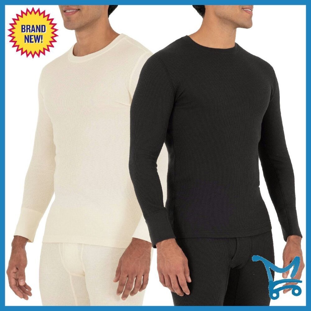 Men's Thermal Crew Top Recycled Waffle Knit Long Sleeve Base Layer